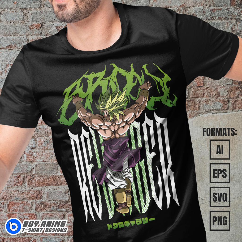 Premium Broly Dragon Ball Anime Vector T-shirt Design Template #8