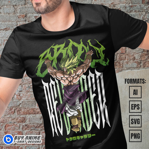 Premium Broly Dragon Ball Anime Vector T-shirt Design Template #8