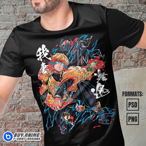 Premium Zenitsu Demon Slayer Anime Vector T-shirt Design Template #12