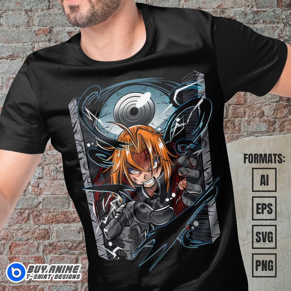 Premium Edward Elric Fullmetal Alchemist Anime Vector T-shirt Design Template #6