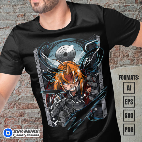 Premium Edward Elric Fullmetal Alchemist Anime Vector T-shirt Design Template #6