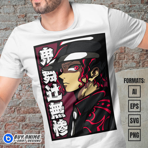Premium Muzan Kibutsuji Demon Slayer Anime Vector T-shirt Design Template #2