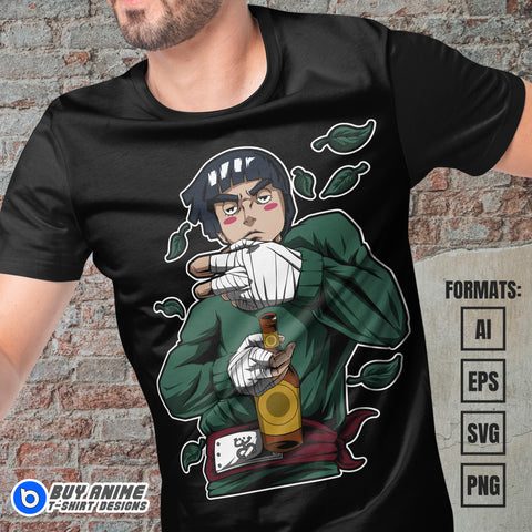 Premium Rock Lee Naruto Anime Vector T-shirt Design Template #3