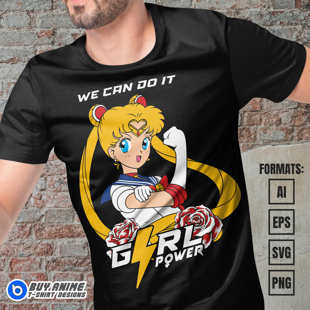 Premium Sailor Moon Anime Vector T-shirt Design Template #6