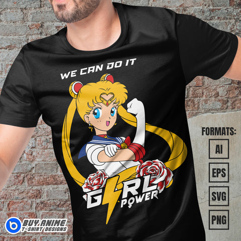 Premium Sailor Moon Anime Vector T-shirt Design Template #6