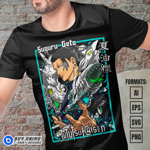 Premium Suguru Geto Jujutsu Kaisen Anime Vector T-shirt Design Template #8