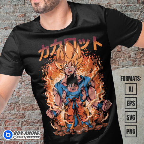 Premium Goku Dragon Ball Anime Vector T-shirt Design Template #8