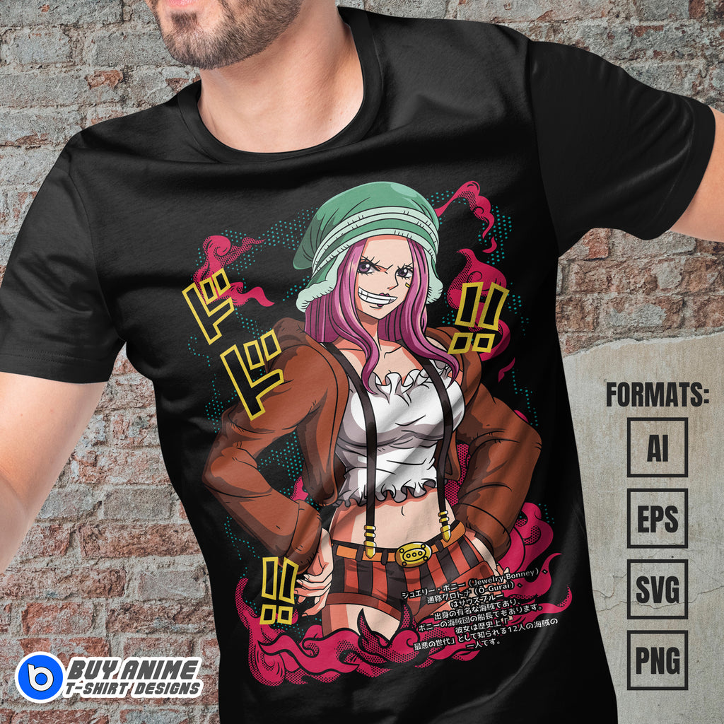 Premium Jewelry Bonney One Piece Anime Vector T-shirt Design Template #2
