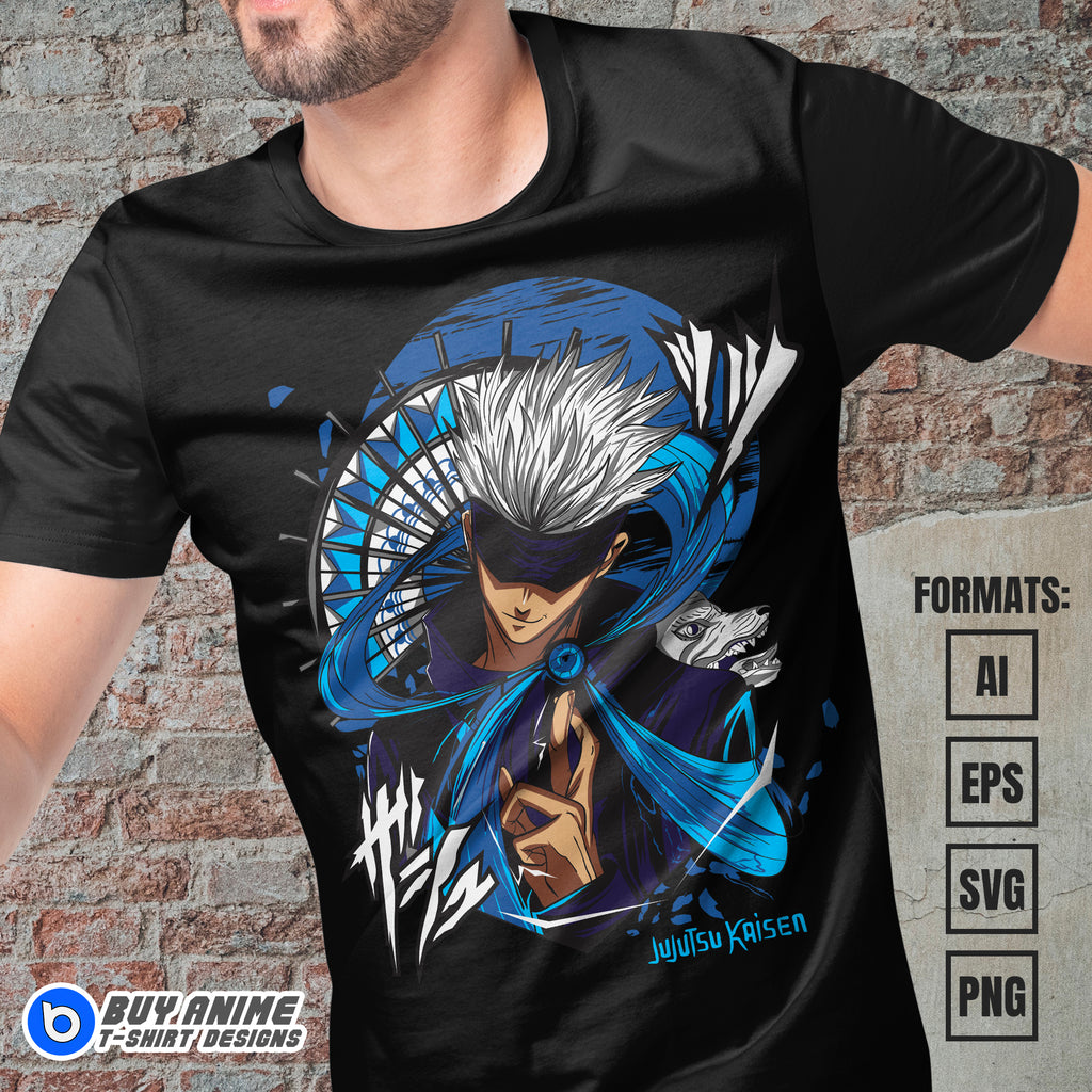 Premium Satoru Gojo Jujutsu Kaisen Anime Vector T-shirt Design Template #21