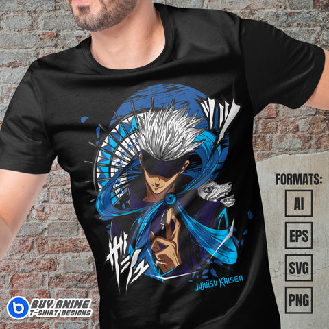 Premium Satoru Gojo Jujutsu Kaisen Anime Vector T-shirt Design Template #21