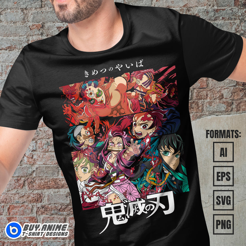 Premium Demon Slayer Anime Vector T-shirt Design Template #45