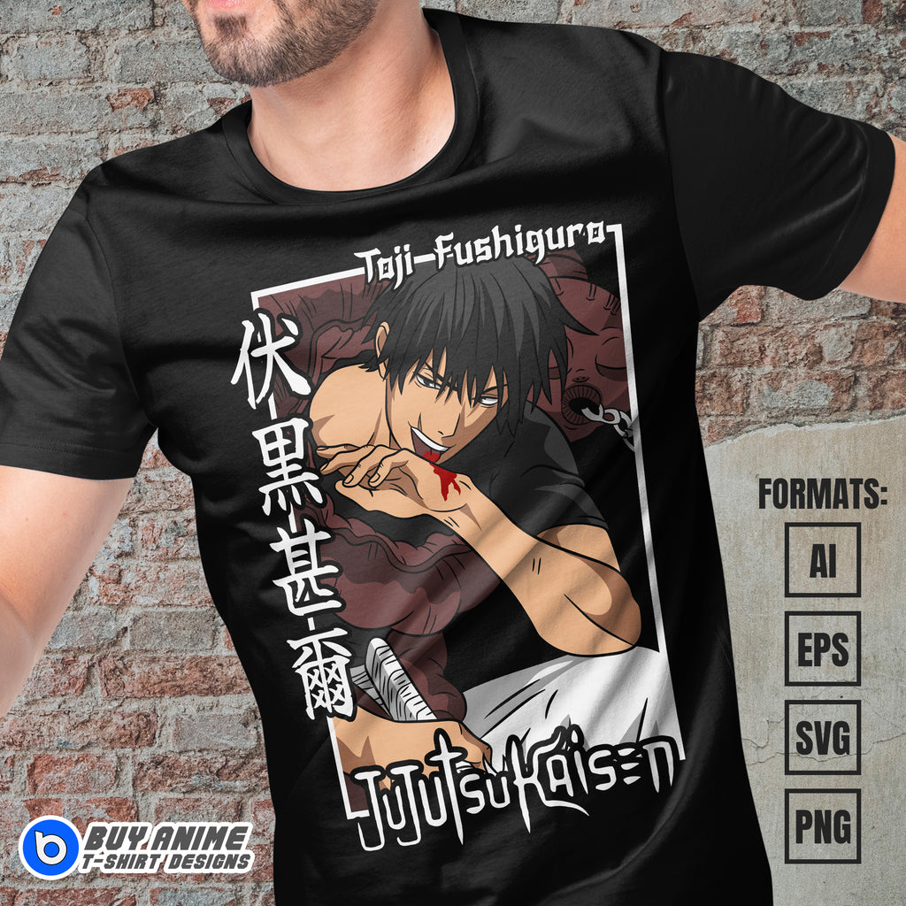 Premium Toji Fushiguro Jujutsu Kaisen Anime Vector T-shirt Design Template #15