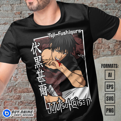 Premium Toji Fushiguro Jujutsu Kaisen Anime Vector T-shirt Design Template #15