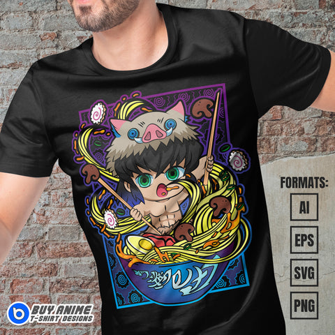 Premium Inosuke Demon Slayer Anime Vector T-shirt Design Template #13