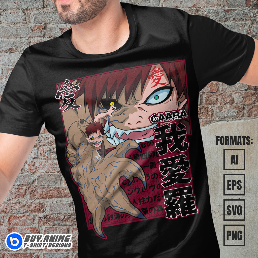 Premium Gaara Naruto Anime Vector T-shirt Design Template