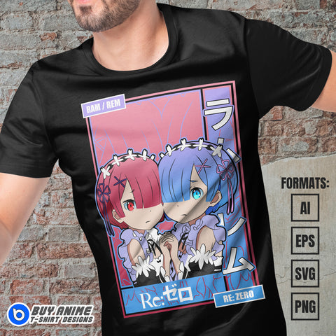 Premium Re Zero Anime Vector T-shirt Design Template #2