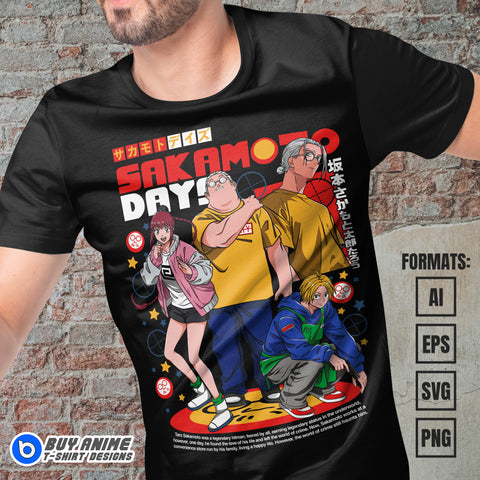 Premium Sakamoto Days Anime Vector T-shirt Design Template #2