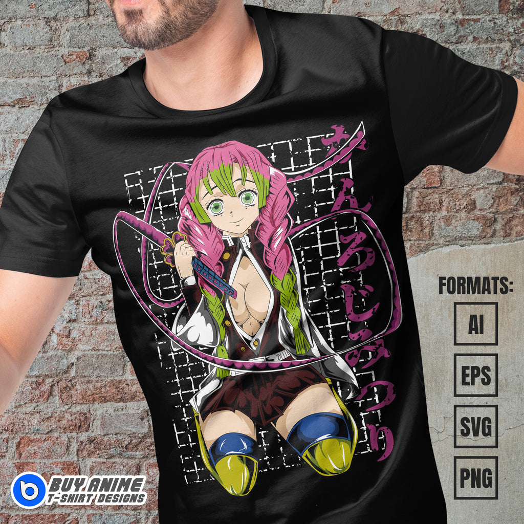Premium Mitsuri Demon Slayer Anime Vector T-shirt Design Template #15