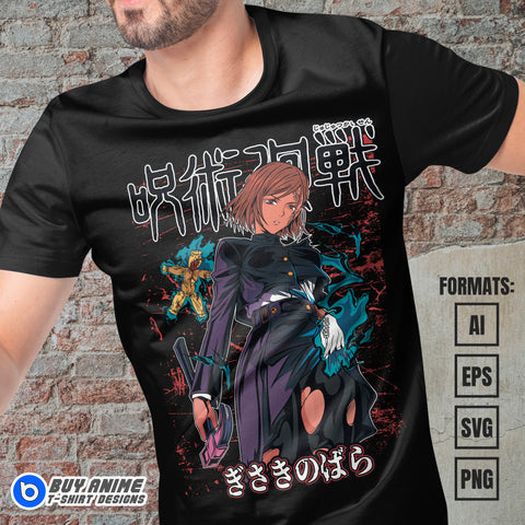 Premium Nobara Jujutsu Kaisen Anime Vector T-shirt Design Template #8