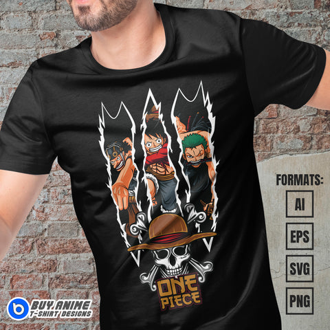 Premium One Piece Anime Vector T-shirt Design Template #26
