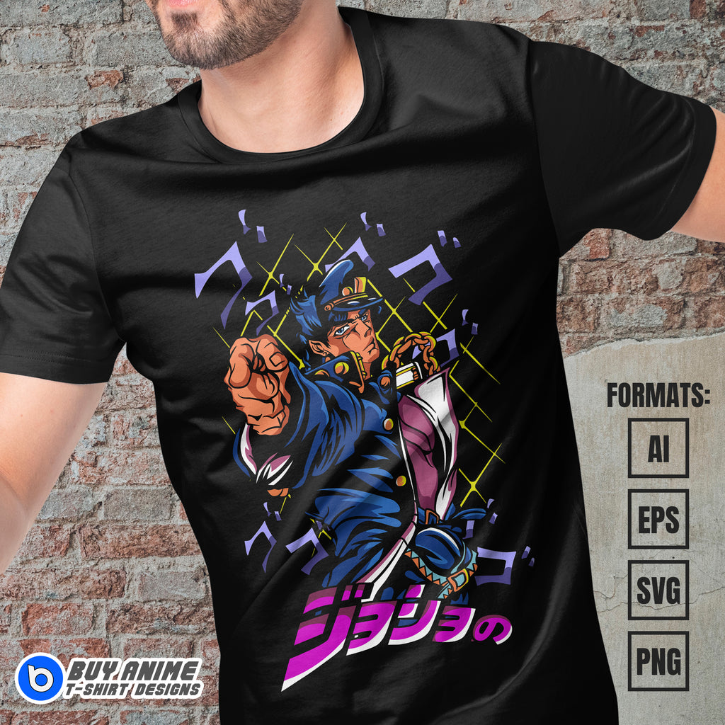 Premium Jotaro Kujo Jojo's Bizarre Adventure Anime Vector T-shirt Design Template #4