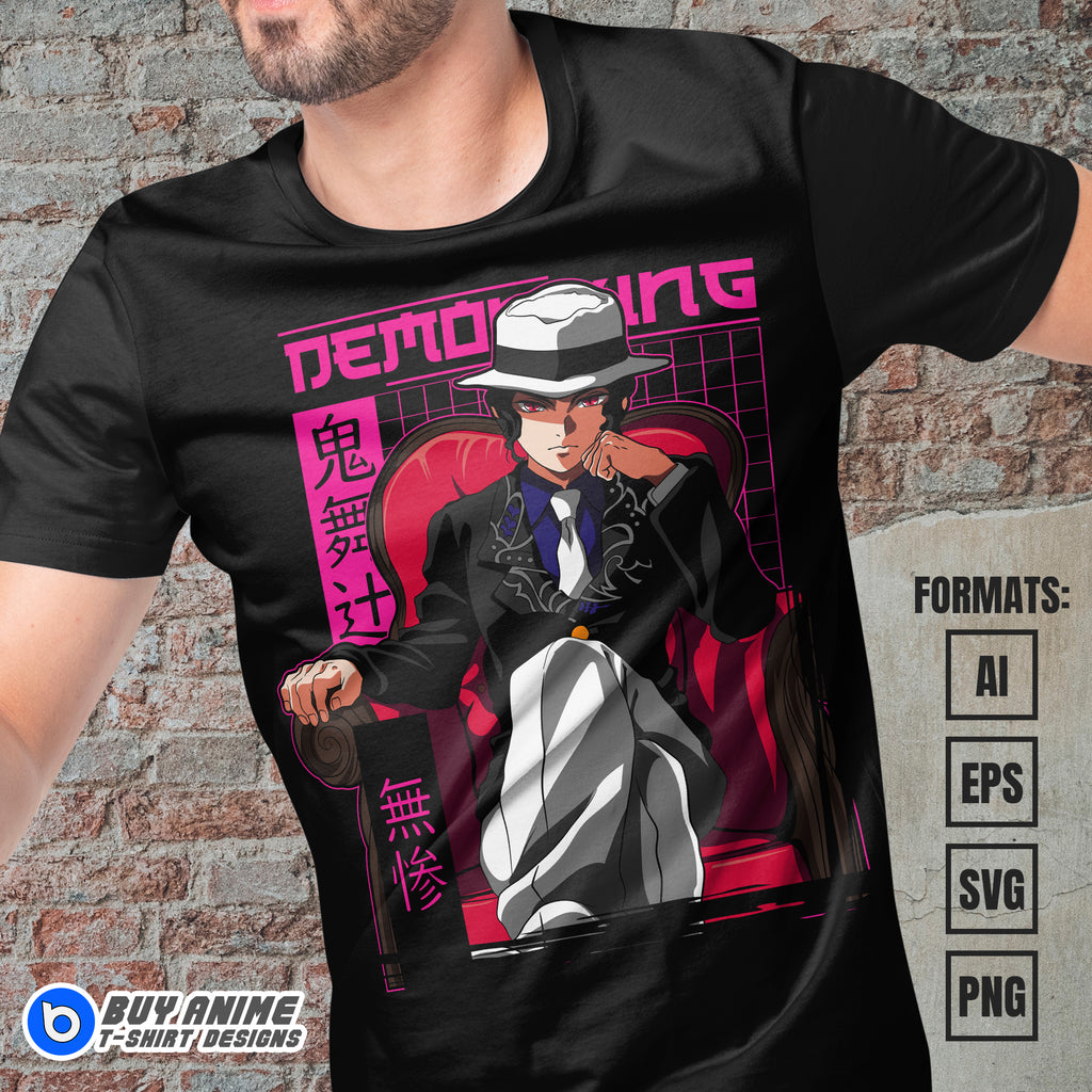 Premium Muzan Kibutsuji Demon Slayer Anime Vector T-shirt Design Template #5