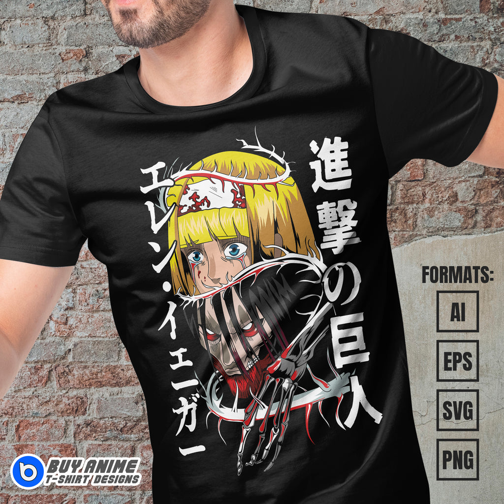 Premium Attack on Titan Anime Vector T-shirt Design Template #16