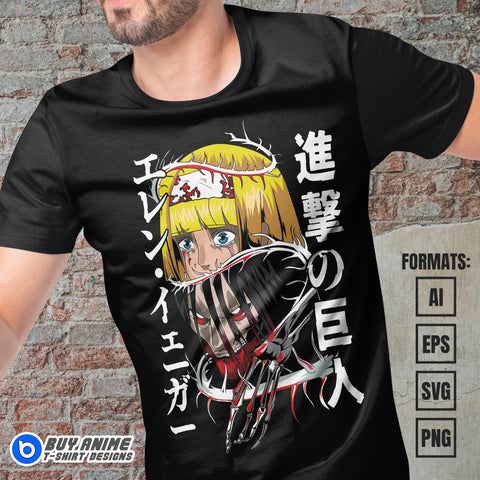 Premium Attack on Titan Anime Vector T-shirt Design Template #16