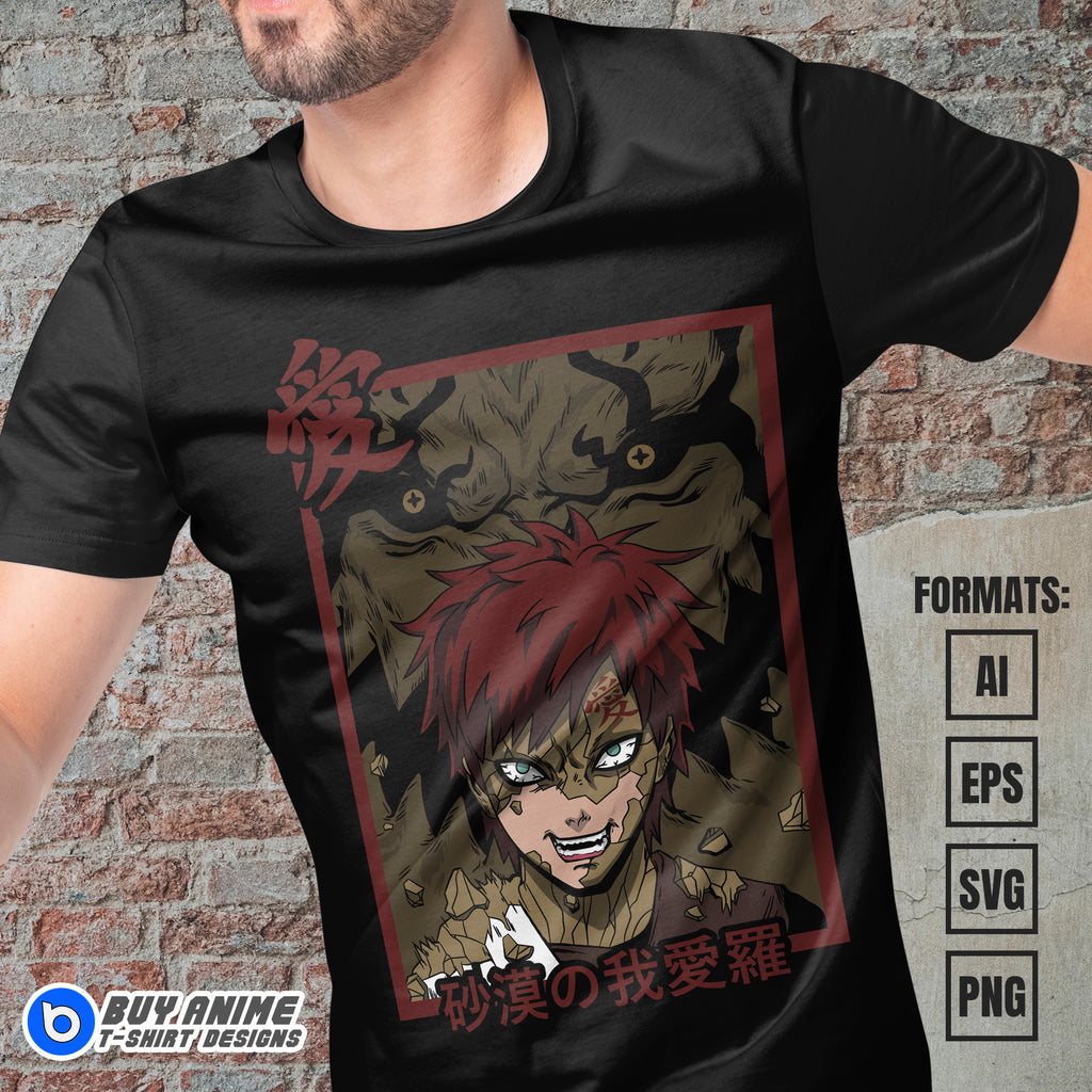 Premium Gaara Naruto Anime Vector T-shirt Design Template #2