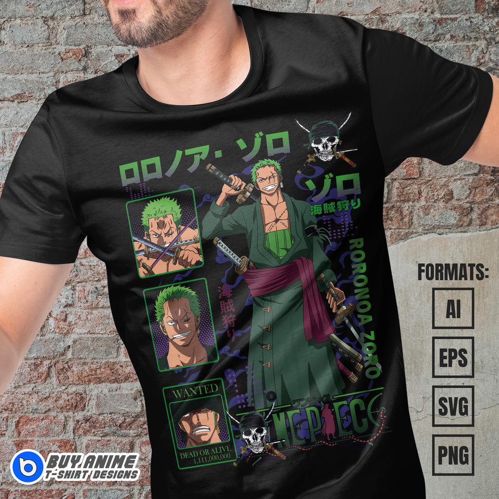 Premium Roronoa Zoro One Piece Vector T-shirt Design Template #27