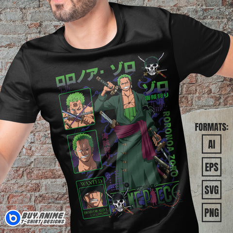Premium Roronoa Zoro One Piece Vector T-shirt Design Template #27