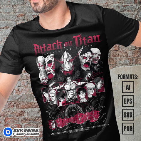 Premium Attack on Titan Anime Vector T-shirt Design Template #17