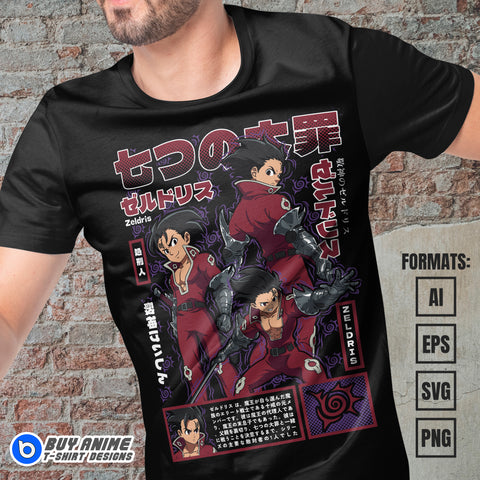 Premium Zeldris The Seven Deadly Sins Anime Vector T-shirt Design Template