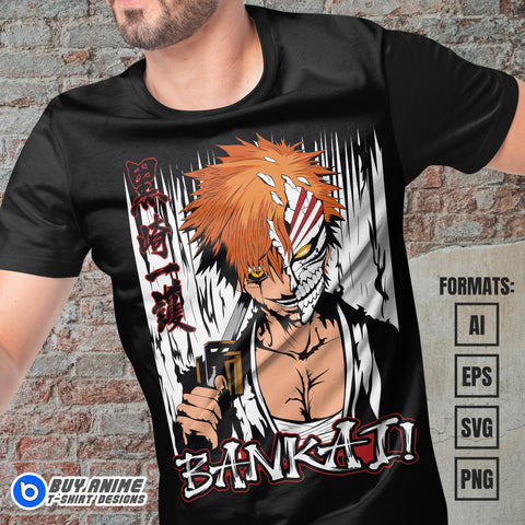 Premium Ichigo Kurosaki Bleach Anime Vector T-shirt Design Template #22