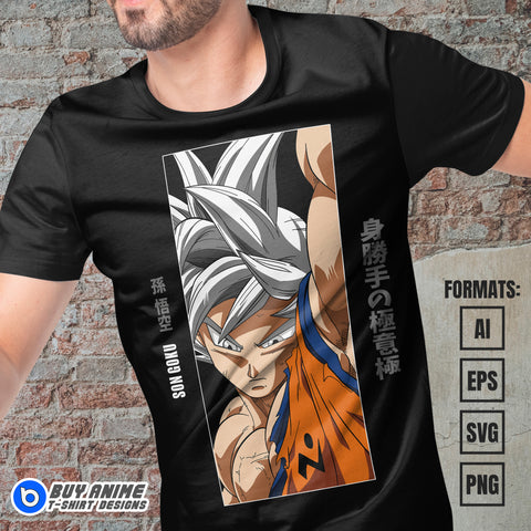 Premium Goku Ultra Instinct Dragon Ball Anime Vector T-shirt Design Template #9