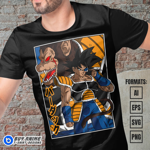 Premium Bardock Dragon Ball Anime Vector T-shirt Design Template #4