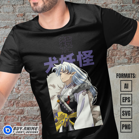 Premium Sesshomaru Inuyasha Anime Vector T-shirt Design Template