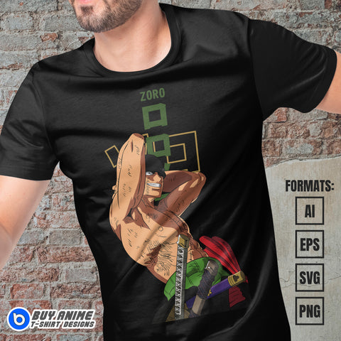 Premium Roronoa Zoro One Piece Vector T-shirt Design Template #28