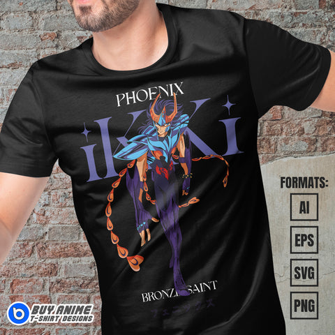 Premium Ikki Saint Seiya Anime Vector T-shirt Design Template #3