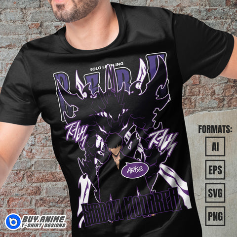 Premium Solo Leveling Anime Vector T-shirt Design Template #7