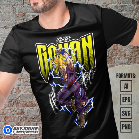 Premium Gohan SJJ Dragon Ball Anime Vector T-shirt Design Template #5