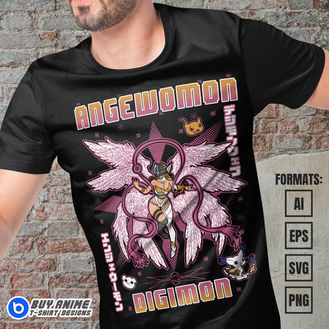 Premium Angewomon Digimon Anime Vector T-shirt Design Template #5