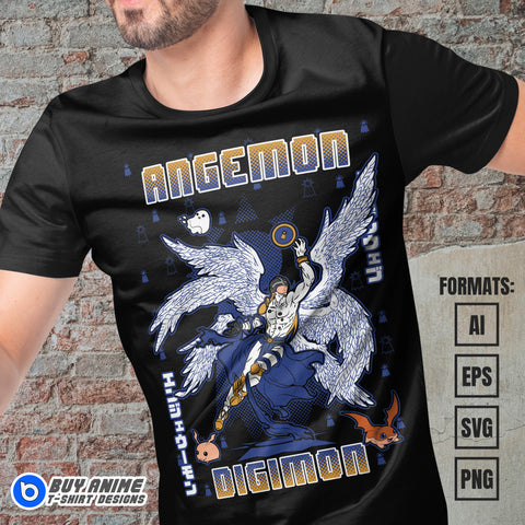 Premium Angemon Digimon Anime Vector T-shirt Design Template #2