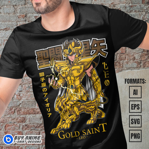 Premium Leo Aiolia Saint Seiya Anime Vector T-shirt Design Template