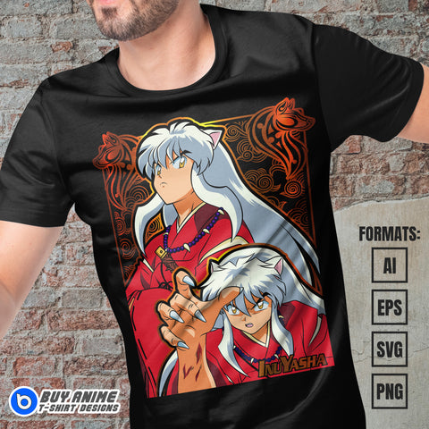 Premium Inuyasha Anime Vector T-shirt Design Template #8