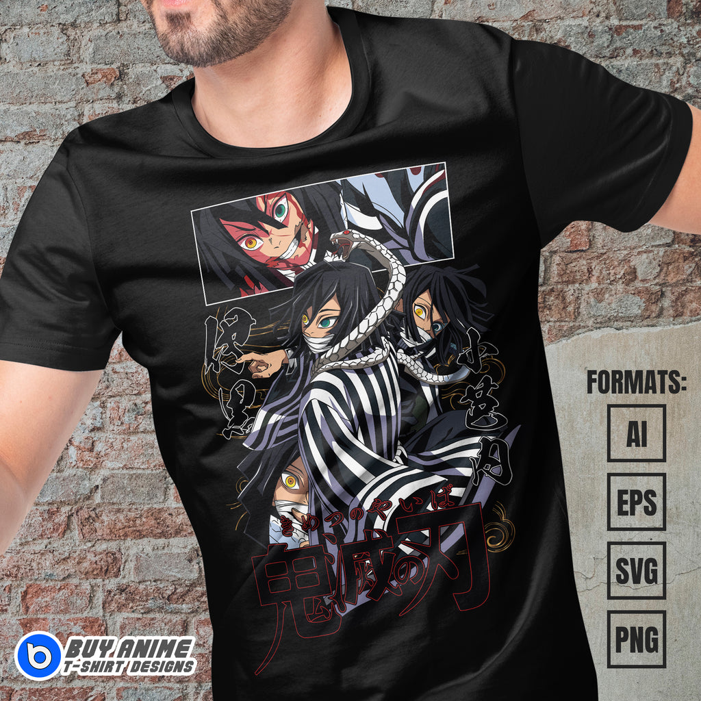 Premium Obanai Iguro Demon Slayer Anime Vector T-shirt Design Template #7