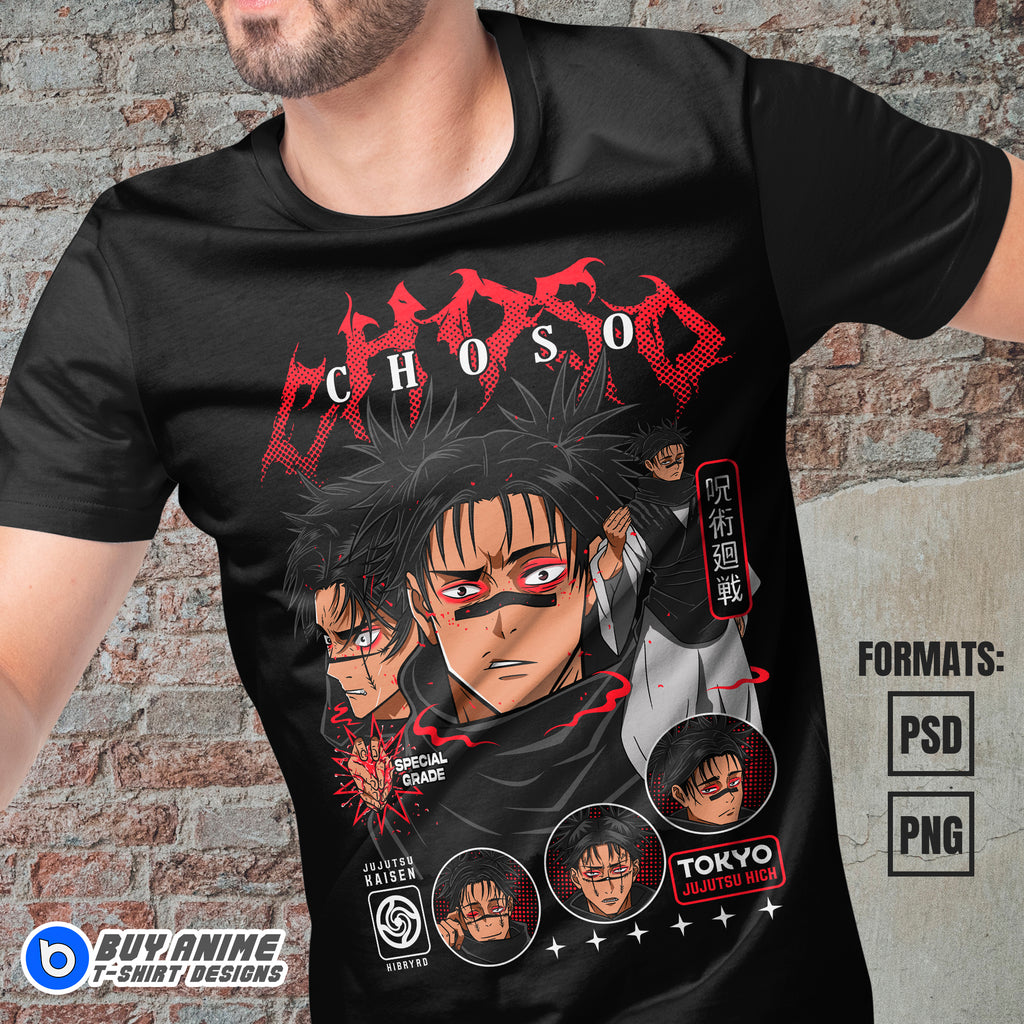 Premium Choso Jujutsu Kaisen Anime Vector T-shirt Design Template #5