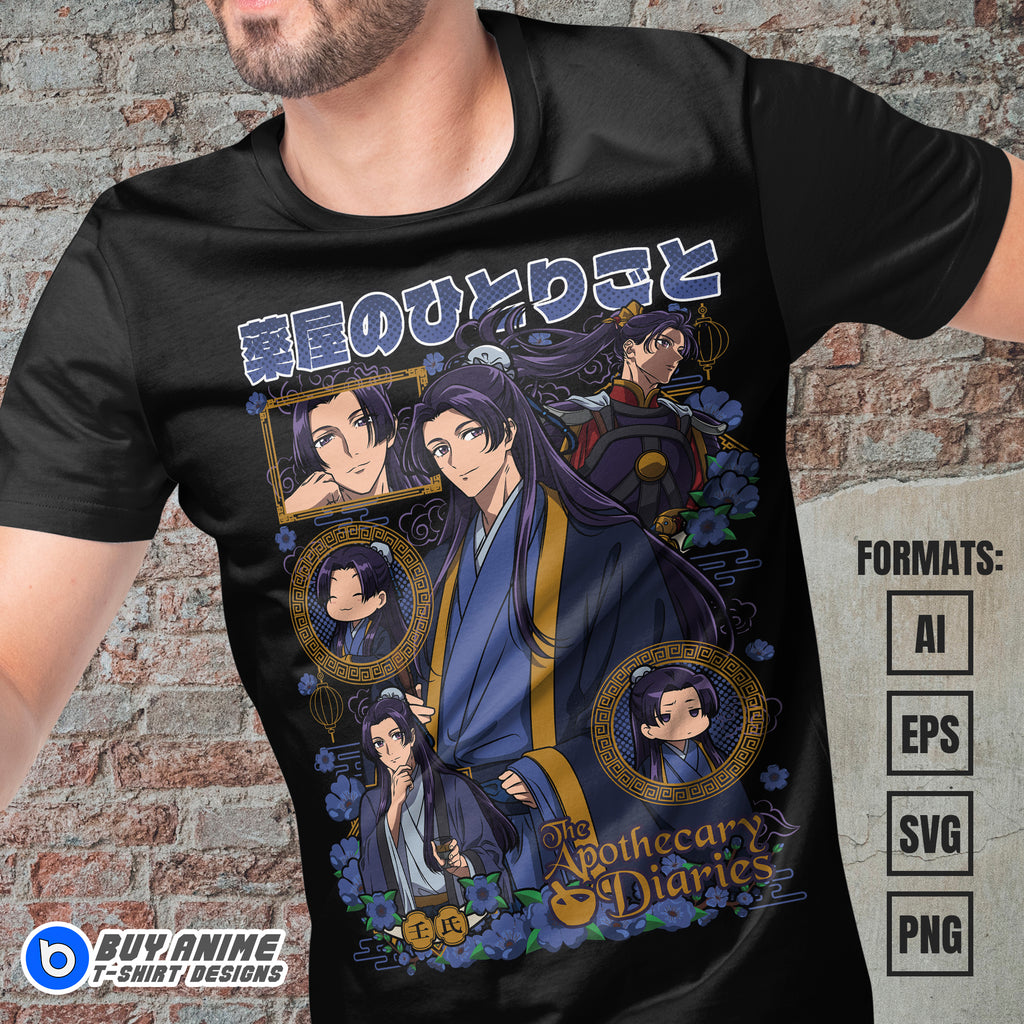 Premium Jinshi The Apothecary Diaries Anime Vector T-shirt Design Template