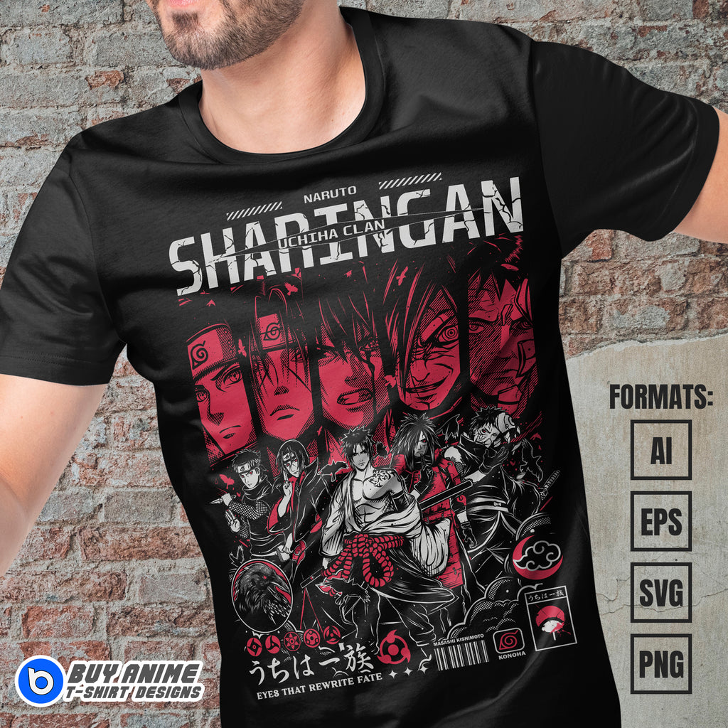 Premium Uchiha Clan Naruto Anime Vector T-shirt Design Template