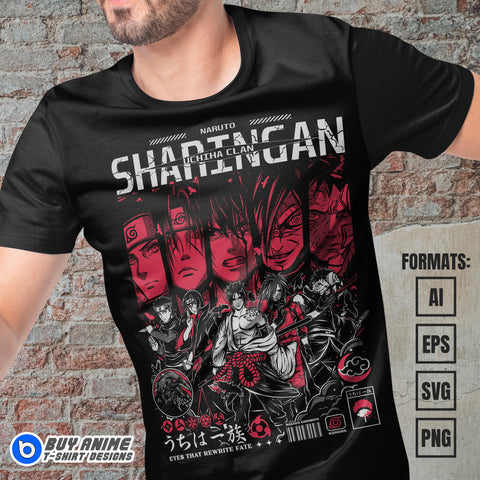 Premium Uchiha Clan Naruto Anime Vector T-shirt Design Template